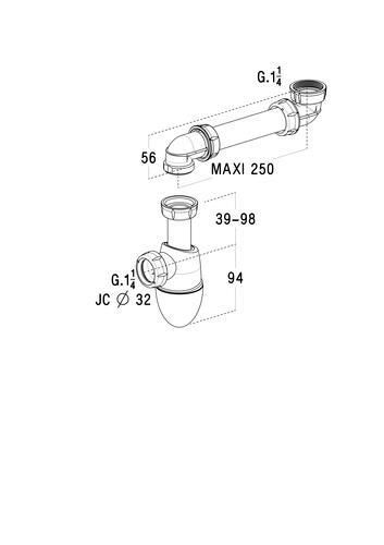 Siphon de lavabo avec tubulure D32 Easyphon réf 0202135