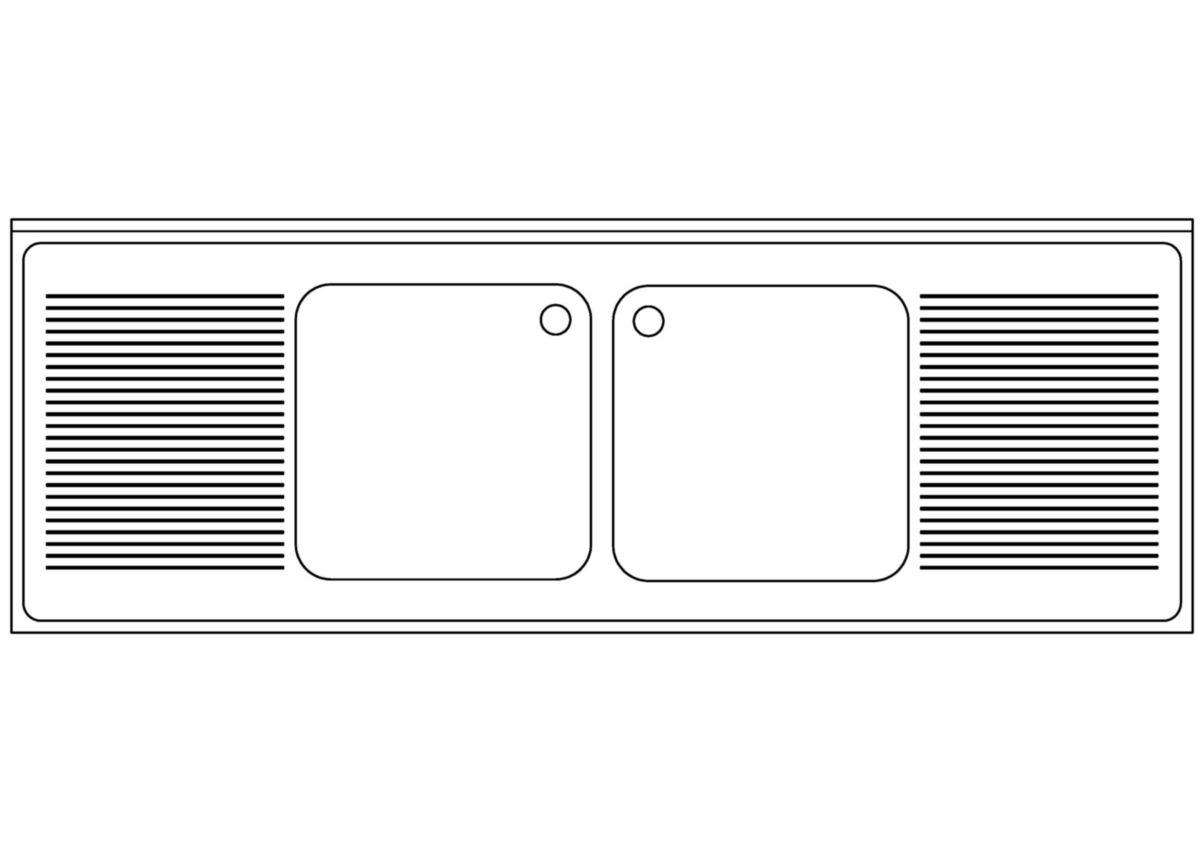 Plonge  SGP 2 égouttoirs 2 cuves 200 x 70 inox 18/10