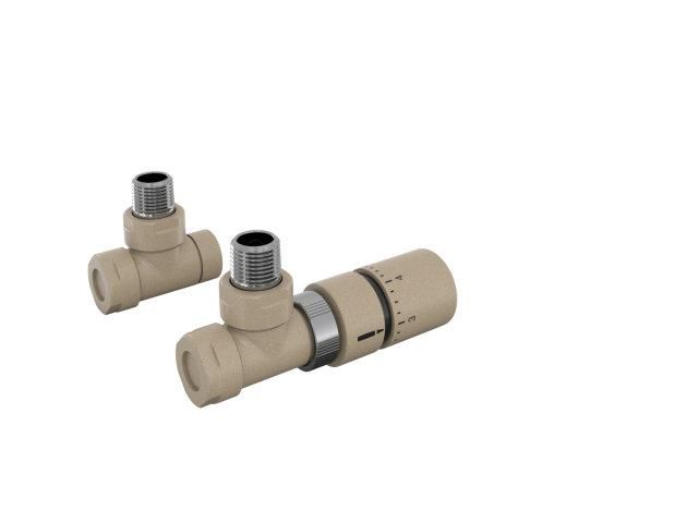 Corps thermostatisable équerre 1/2'', avec tête manuelle, raccords Cuivre 14x1, PER 12x1, multicouche 16x2, 2 écrous Eurocône 3/4" 16,8mm - Kit B couleur Réf. 991369