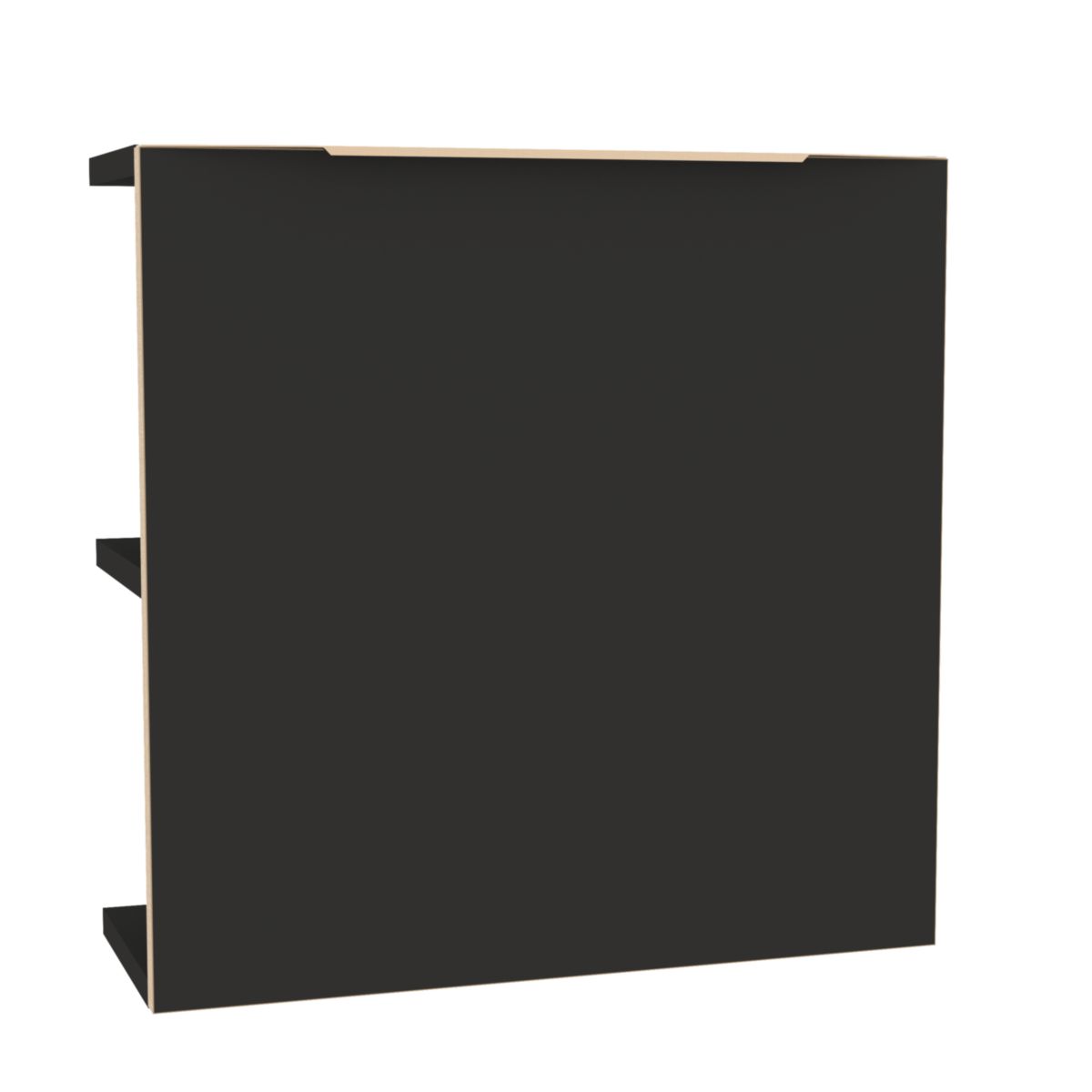 Lave mains Alterna Plénitude longueur 55cm avec rangement tablette latéral profondeur 22cm Noir mat chant doré et poignée dorée version droite