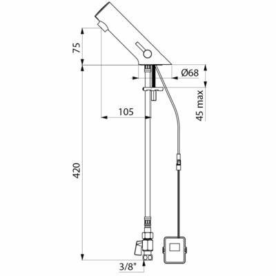 Mitigeur lavabo TEMPOMATIC MIX 5 électronique F3/8" à piles 6V + rob. arrêt Chromé Réf. 499006