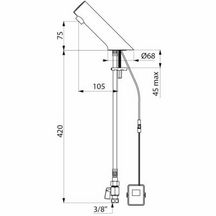 Robinet lavabo TEMPOMATIC 5 électronique F3/8" à piles 6V + robinet d'arrêt  Chromé Réf : 449006