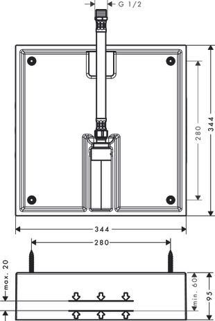 Corps d'encastrement pour douche de tête HG Raindance Air 1jet 400 x 400 mm réf. 26254180