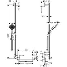 Hansgrohe SET RAINDANCE SELECT S120 / Unica'Comfort 1,10 m, poignée de maintien à droite réf. 26324000