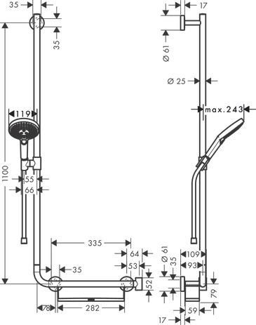 Hansgrohe SET RAINDANCE SELECT S120 / Unica'Comfort 1,10 m, poignée de maintien à droite réf. 26324000