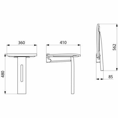 Siège de douche BASIC rabattable avec pied Réf. 510405