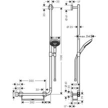 Hansgrohe SET RAINDANCE SELECT S120 / Unica'Comfort 1,10 m, poignée de maintien à gauche réf. 26326000