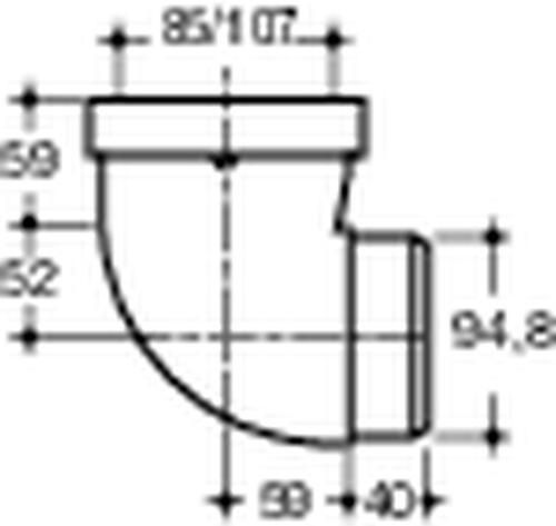 Pipe courte de WC 0 85 / 107 réf. CW33