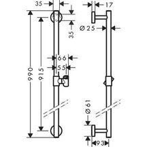 Barre de douche HG Unica'Comfort 0.90 m sans flexible réf. 26402000