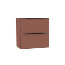 Meuble sous vasque Alterna Plénitude longueur 60cm 2 tiroirs profondeur 38cm Terracotta chant noir et poignée noire