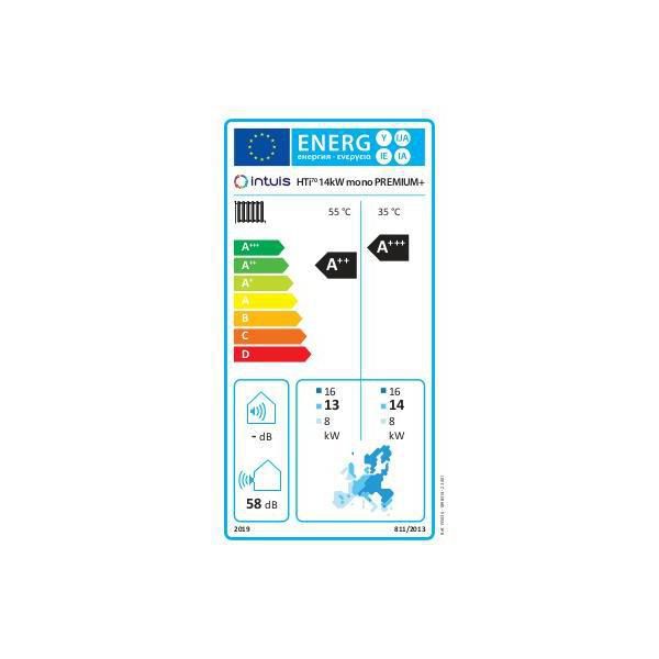 Pompe à chaleur air/eau 14 monophasé, HTi70 14 mono Premium+ ultramodulante de 15 à 100%, monobloc  R290 pilote Premium+, 1circuit chauffage Réf. 155036