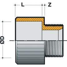 Embout femelle fileté 0 diamètre 32mm E32F