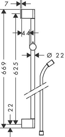 Barre de douche Unica'Croma 0,65 m, flexible Isiflex 1,60 m Réf.26503000