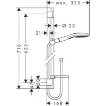 Ensemble de douche Raindance Select E 120 3jet EcoSmart / Unica'S Puro 0,65 m chromé Réf. 26622000