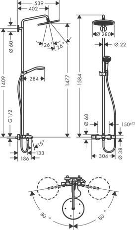 Showerpipe Croma 280 1 jet bain/douche Réf. 26792000