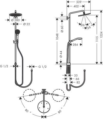 Showerpipe Croma 280 1 jet Reno Réf. 26793000