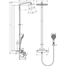 Colonne bain-douche thermostatique Showerpipe Raindance Select 360 AIR  bras de douche 380 mm, chromé réf. 27113000