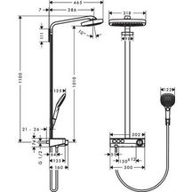 Showerpipe Raindance Select ShowerTablet E 300 3 jets blanc chromé réf. 27127400