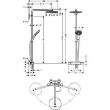 Showerpipe Raindance Select S 240 2 jets blanc chromé réf. 27129400