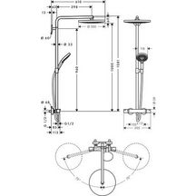 Showerpipe Raindance Select S 300 2 jets blanc chromé réf. 27133400