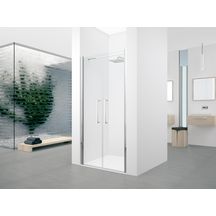 Portes de douche battantes x2 Young 2B 77 extensibilité 77-81Cm verre trempé transparent profilés chrome Réf : Y22B77-1K