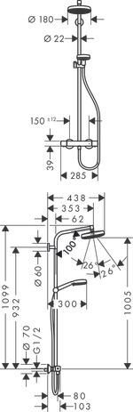 Showerpipe Crometta 160 1 jet EcoSmart Réf. 27265400