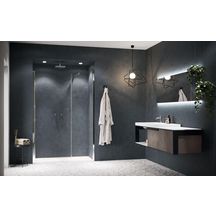 Porte de douche pivotante avec un fixe en alignement Young Gfl 117 extensibilité 117-121Cm verre trempé transparent profilés chrome Réf : Y2GFL117-1K