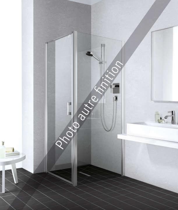 Paroi de douche fixe, Série LIGA, largeur 900 mm, hauteur 2000 mm, profilé argent poli, Verre clair traité anticalcaire Réf. LITWD09020VPR