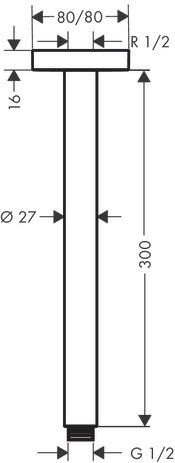 Bras de douche E 300 mm plafond M 1/2" Réf. 27388000"