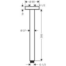 Bras de douche S 300 mm plafond M 1/2" Réf. 27389000"