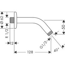 Bras de douche mâle 15 x 21 sans rotule avec rosace, saillie 140 mm, 45°, D 21 mm, chromé réf. 27411000