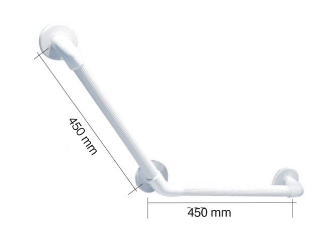 Barre d'appui cannelée coudée 135° en plastique D 32 mm 450 x 450 x 91 mm, blanc réf. 01440WH