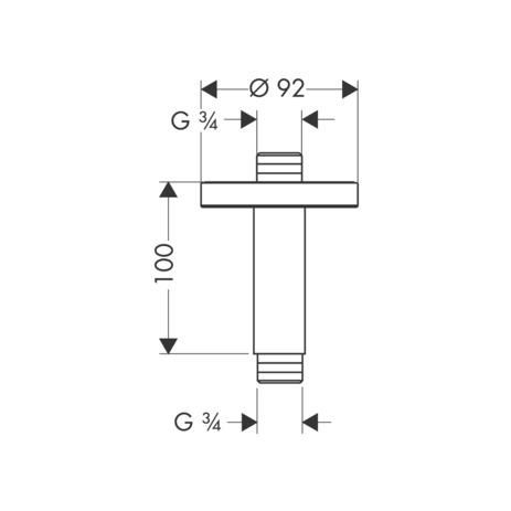 Bras de douche Raindance pour plafond 20 x 27, L 100 mm, chromé réf. 27418000