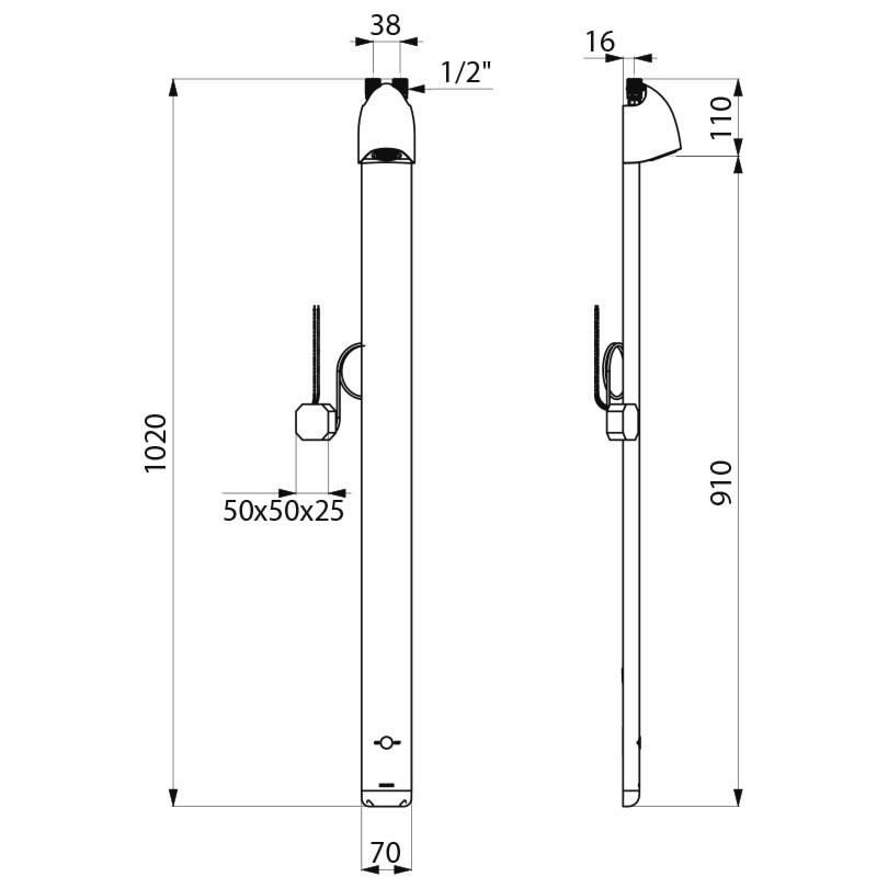 Panneau de douche électronique alim haute M1/2'', 230/6V réf: 714900