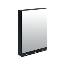 Armoire de toilette L 600 cm - 4 fonctions : miroir, distributeur de savon et robinet automatiques et sèche-mains électrique Finition mélaminé noir mat et inox 304 réf. 510203