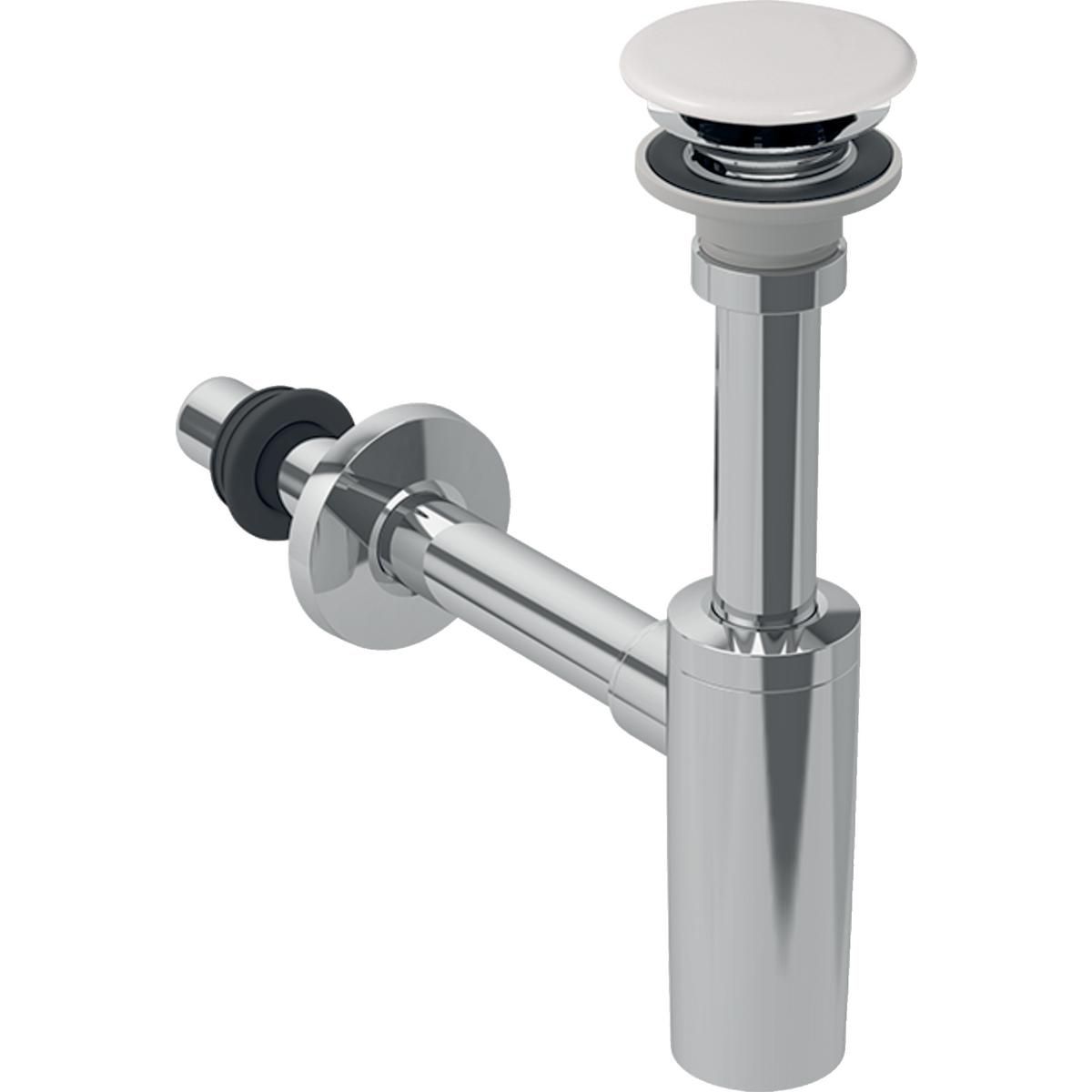 Évacuation de lavabo avec siphon, recouvrement de soupape et manchette, sortie horizontale, pour lavabo Geberit ONE: d=32 / 40mm, G=1 1/4", blanc / chromé brillant