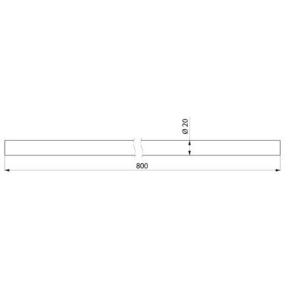 Tube inox poli brillant D 20, longueur 800 mm, épaisseur 1 mm, pour porte-rideau par assemblage réf. 2398