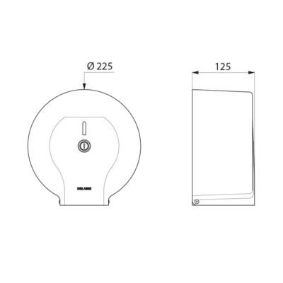 Distributeur de papier WC moyen modèle, avec serrure chromée et contrôle de niveau, modèle pour bobine 200 m, D 220, profondeur 120, finition acier 8 / 10 laqué blanc réf. 2900