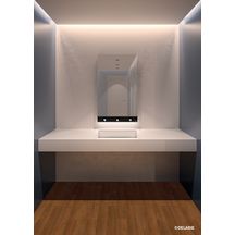 Armoire de toilette L 600 cm - 4 fonctions : miroir, distributeur de savon et robinet automatiques et sèche-mains électrique Finition mélaminé noir mat et inox 304 réf. 510203