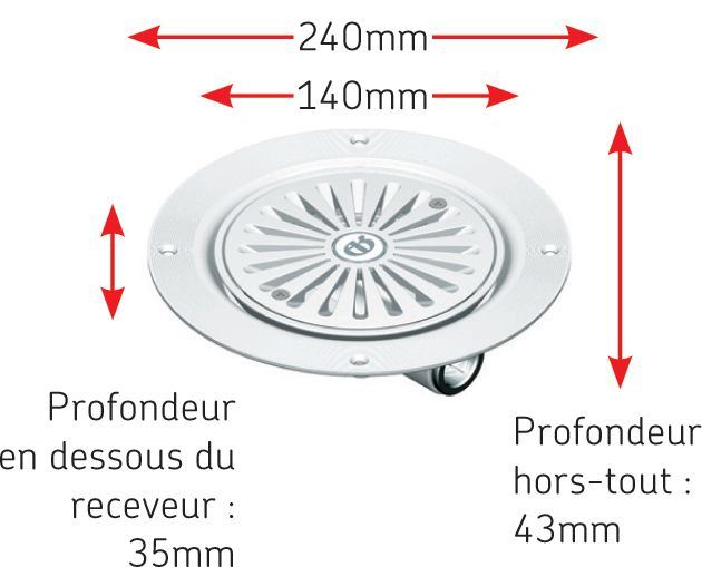 Bonde de vidage à pompe PGTF pour recevur Tuff Form 150x160x43mm réf. 25101