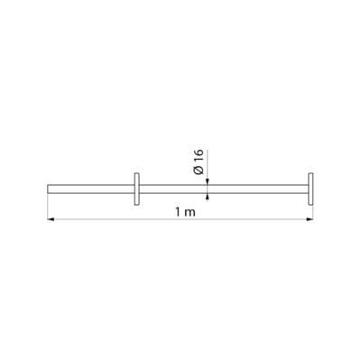 Porte-rideau de douche droit à redécouper, tube inox poli brillant D 16 mm, épaisseur 1 mm, longueur 1 m réf. 355