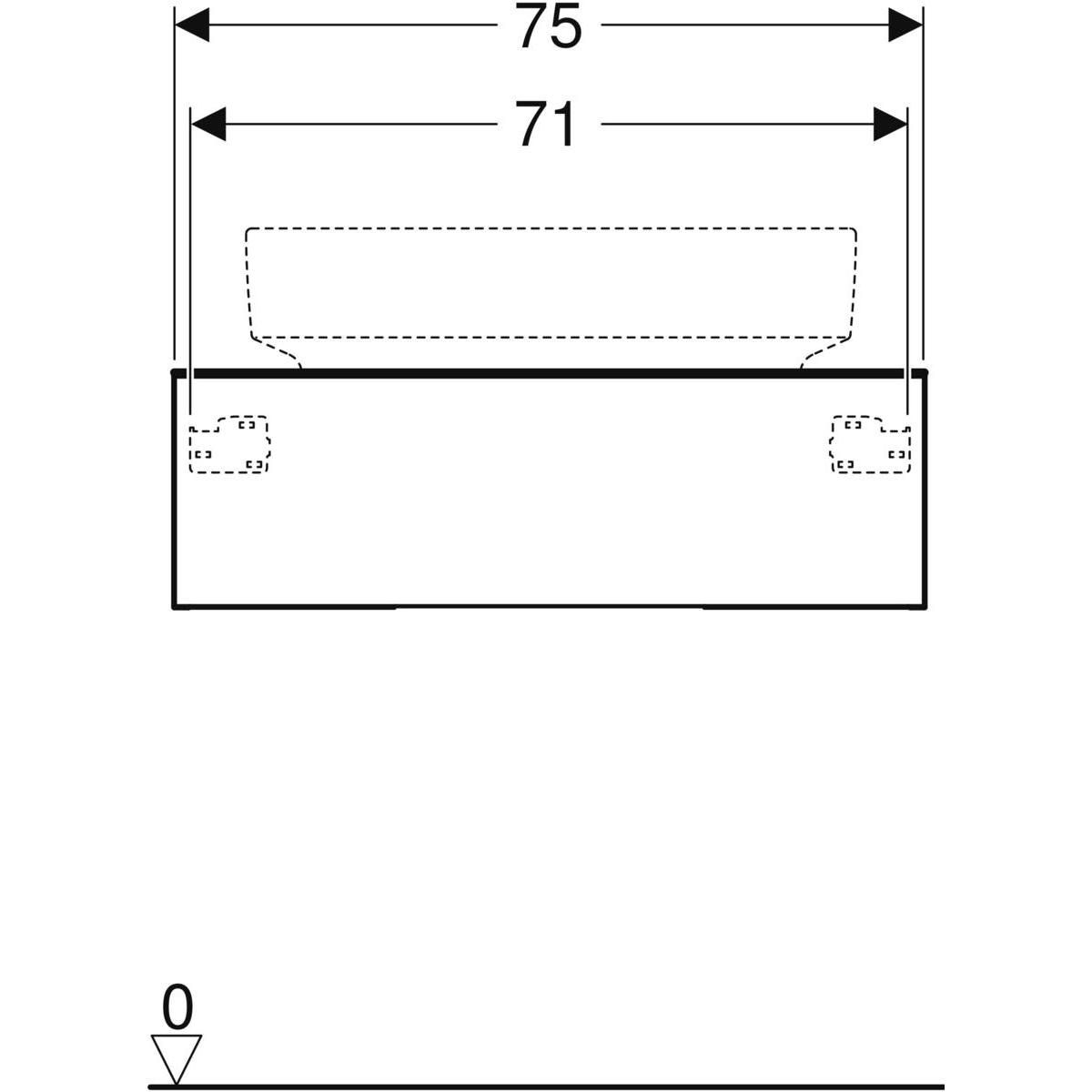 Meuble bas pour vasque à poser Geberit VariForm, avec un tiroir, plage de dépose et siphon: B=75cm, H=23.5cm, T=51cm, gris velouté / laqué mat, gris velouté / revêtement mélamine mate