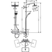 Colonne de douche Croma E 280 mitigeur thermostatique 1jet EcoSmart chromé Réf. 27660000