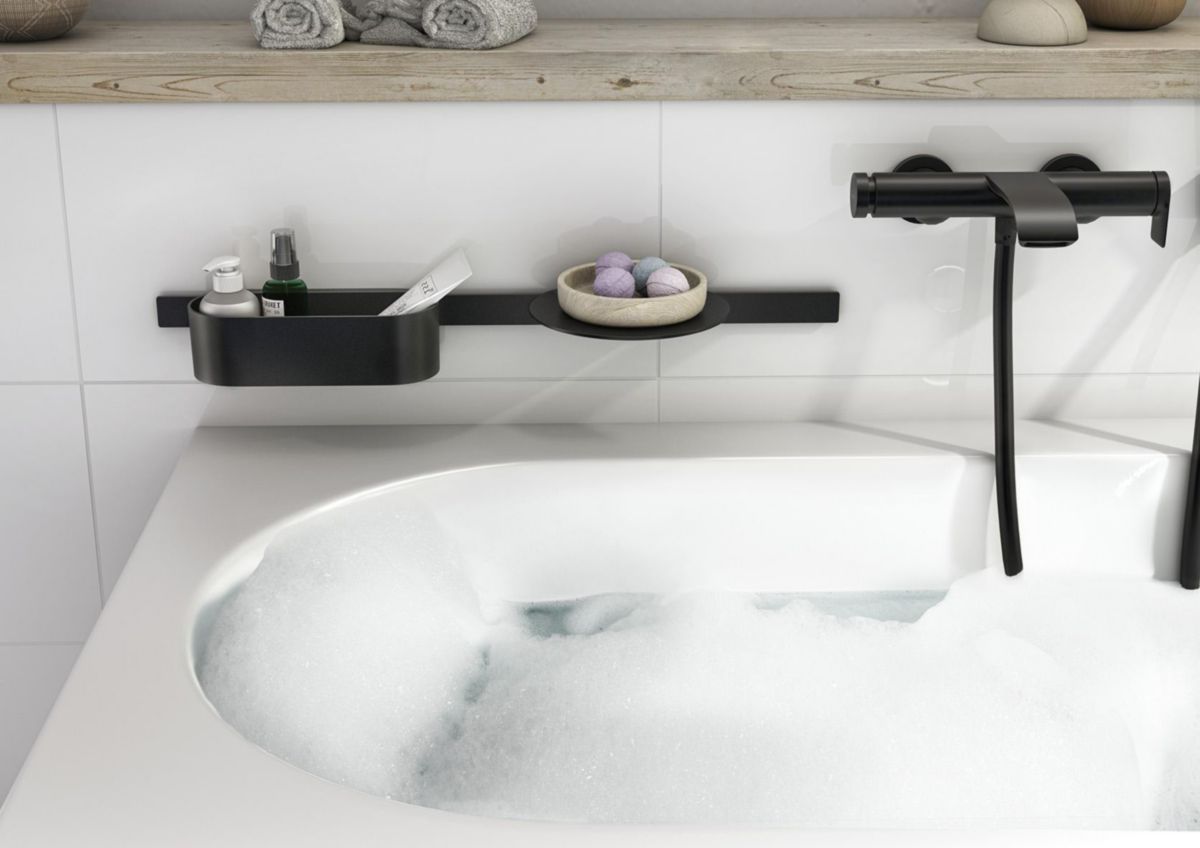 hansgrohe WallStoris Ensemble d'accessoires pour la baignoire, Noir mat