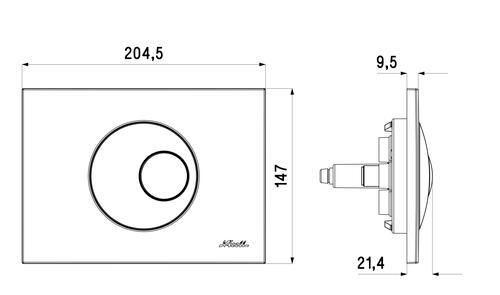 Plaque de commande 396 double volume 146 mm x 205 mm bouton rond chrom brillant Réf. 0709188