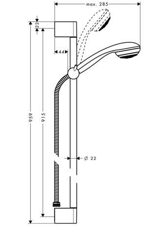 Set CROMETTA 85 1 jet / UNICA'CROMETTA 0,90 m, chromé réf. 27729000