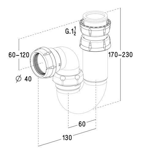 Siphon évier réglable horizontale 542 PVC réf. 0204460