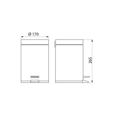 Poubelle ronde à pédale inox poli brillant 3 litres diamètre 170 : réf. 449