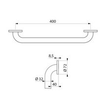 Barre de relèvement D 32 entraxe de 400 mm inox poli brillant réf. 50504P2