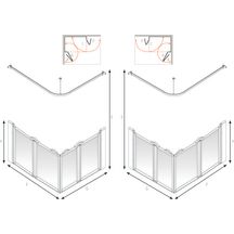 Paroi de douche en angle option E 1000 x 700 x 900 mm, pose à gauche Réf. 92049L